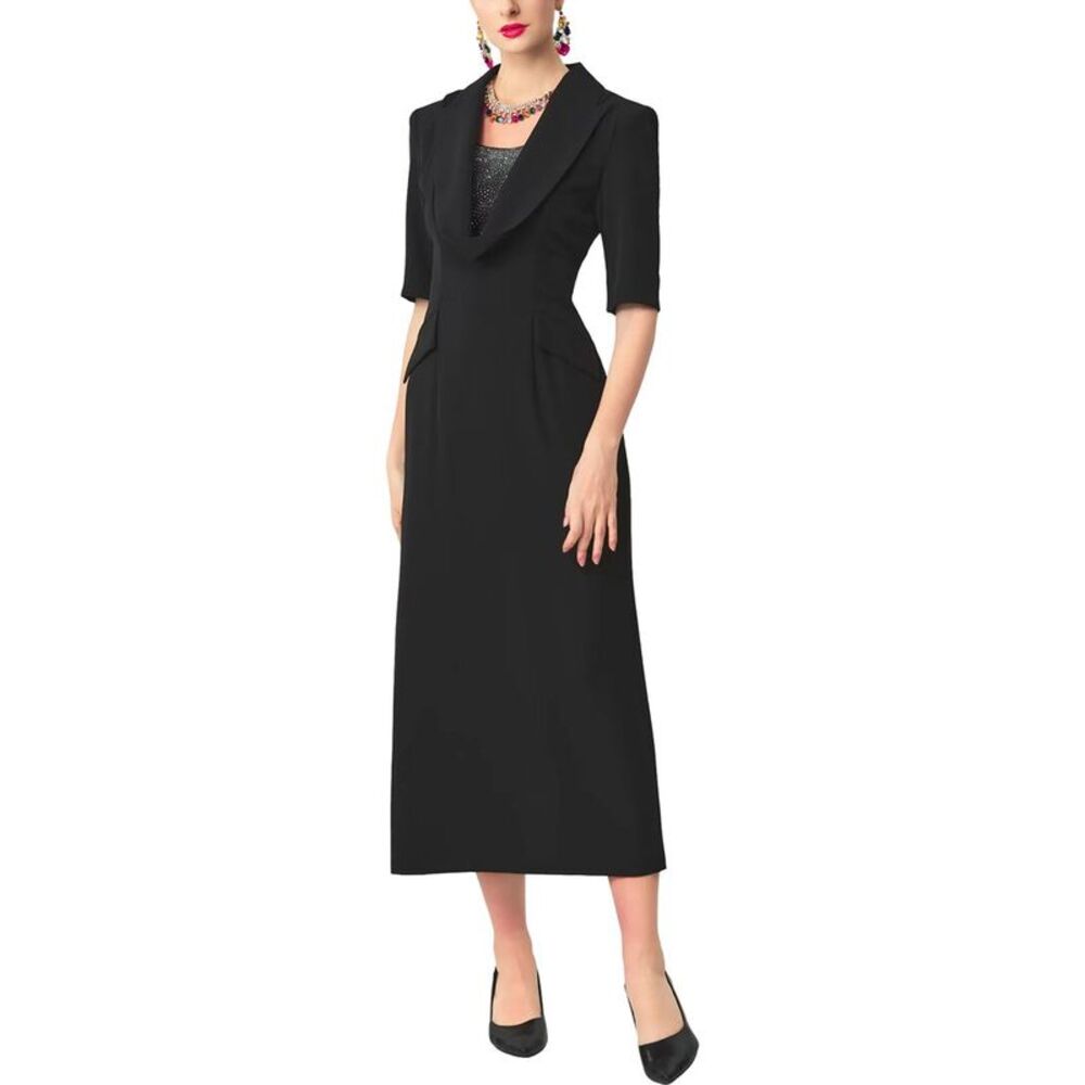 Burryco Womens  Short Sleeve Midi Dress, Black